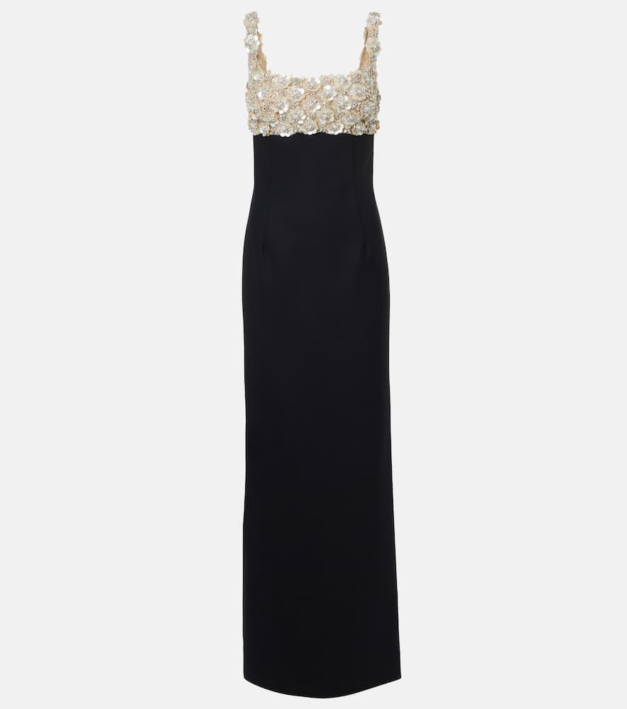 oscar de la renta embroidered bustier gown