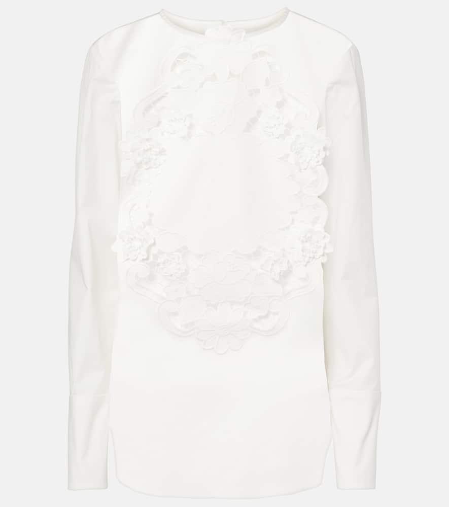 oscar de la renta embroidered cotton blouse