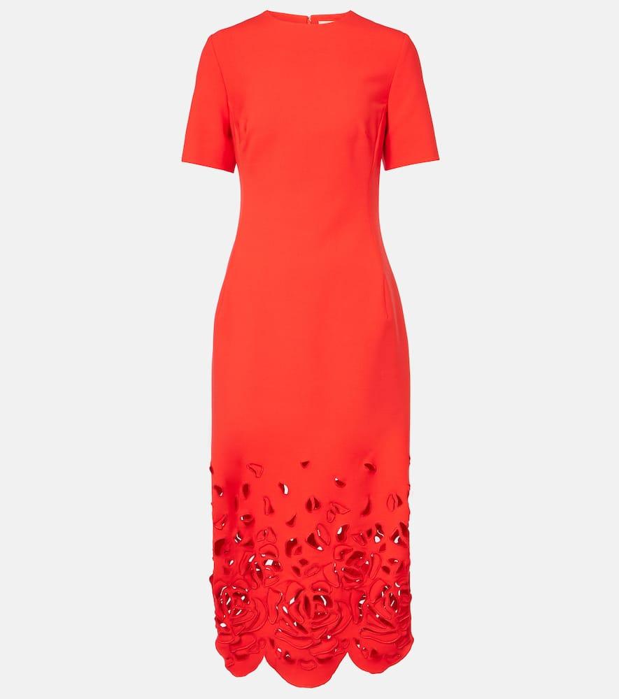 oscar de la renta floral cutout cocktail dress