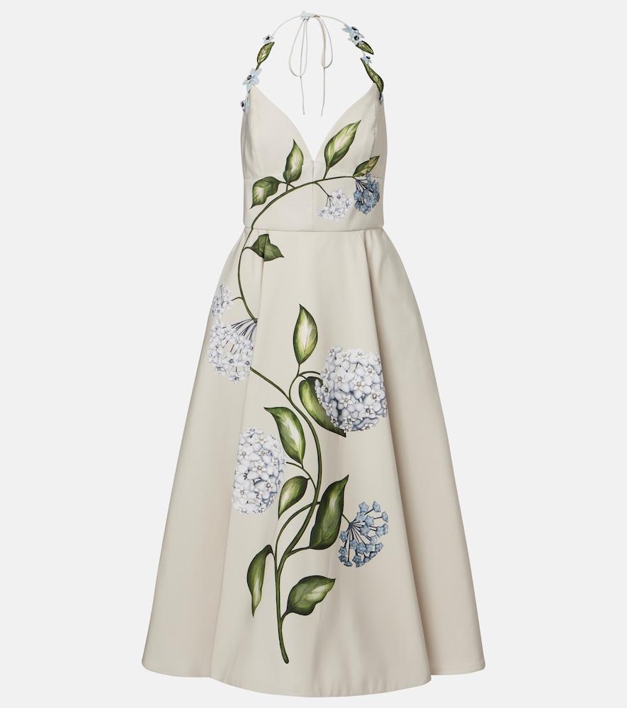 oscar de la renta floral faille cocktail dress