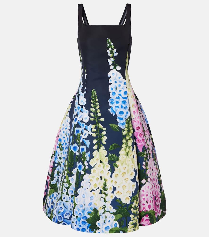 oscar de la renta floral faille coktail dress