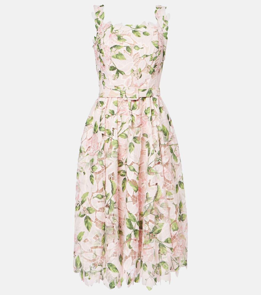 oscar de la renta floral guipure cocktail dress