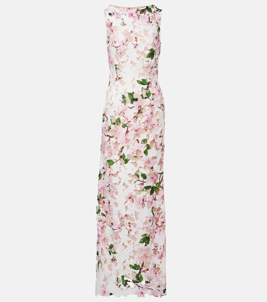 oscar de la renta floral guipure lace gown