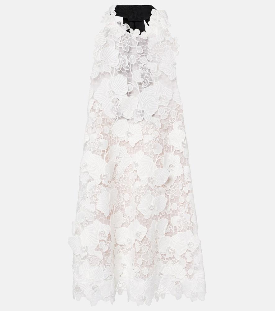 oscar de la renta floral guipure lace minidress