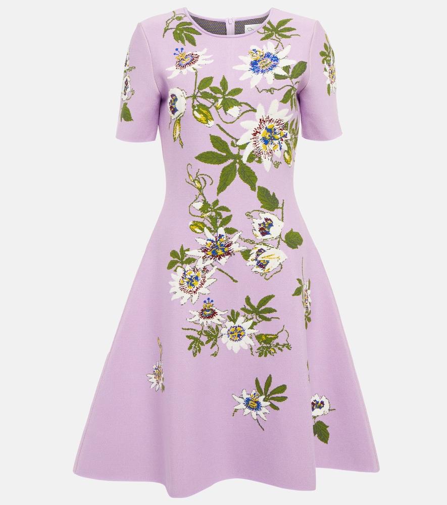 oscar de la renta floral jacquard knit minidress