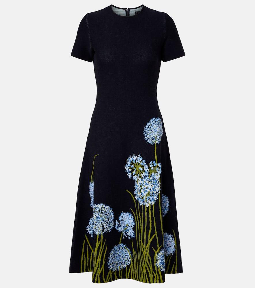 oscar de la renta floral jacquard midi dress