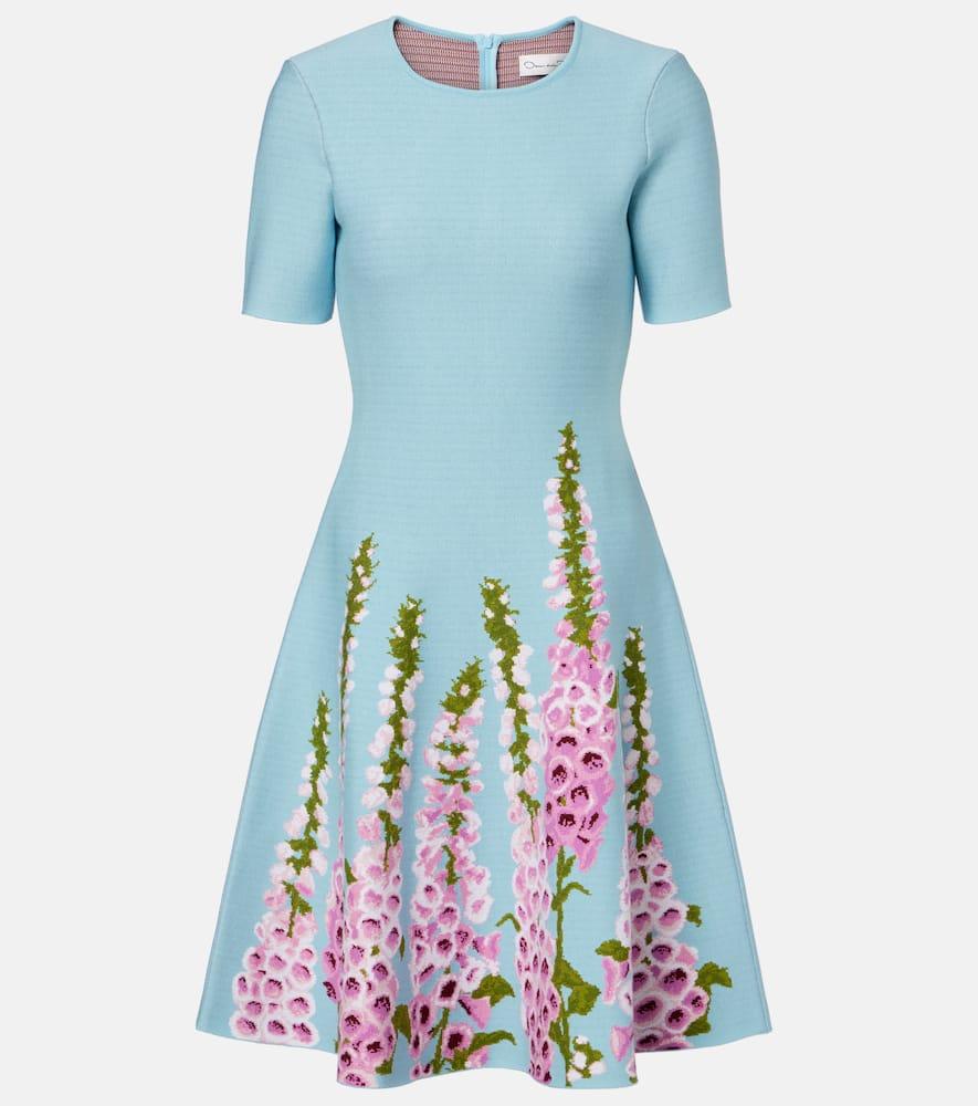 oscar de la renta floral jacquard minidress