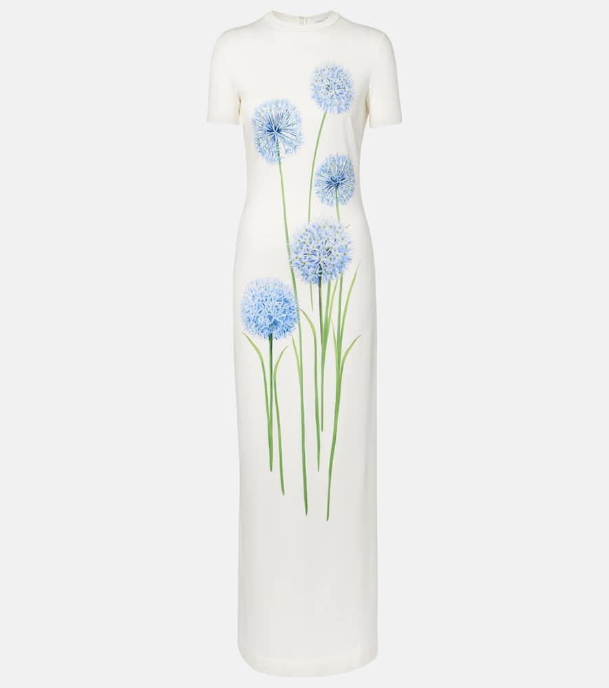 oscar de la renta floral jersey cocktail dress