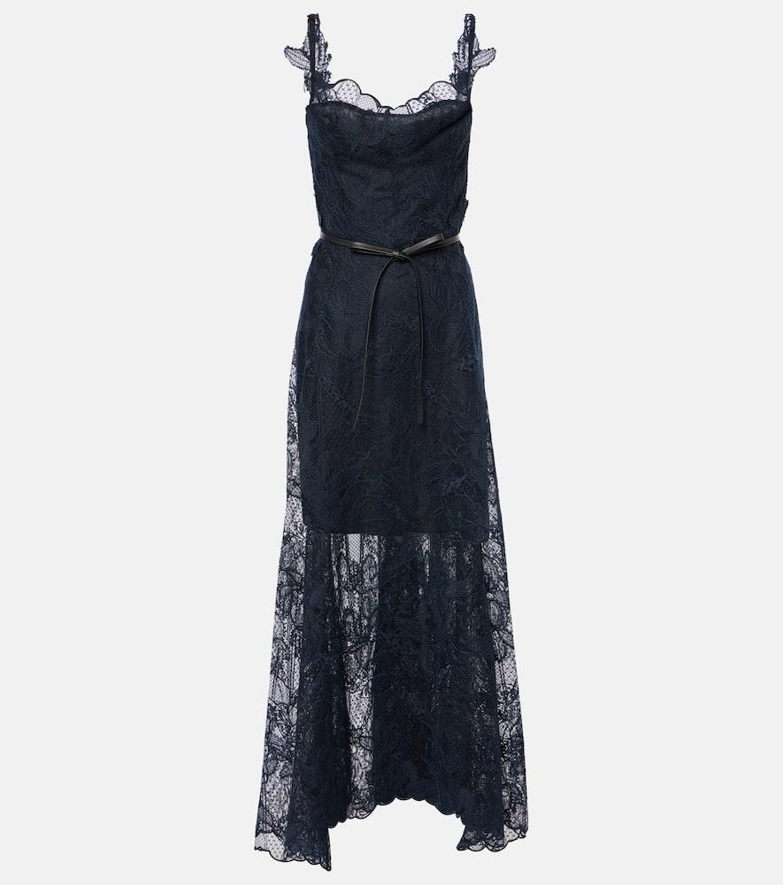 oscar de la renta floral lace midi dress