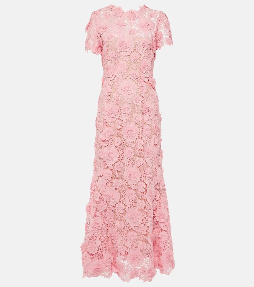 oscar de la renta floral lace midi dress