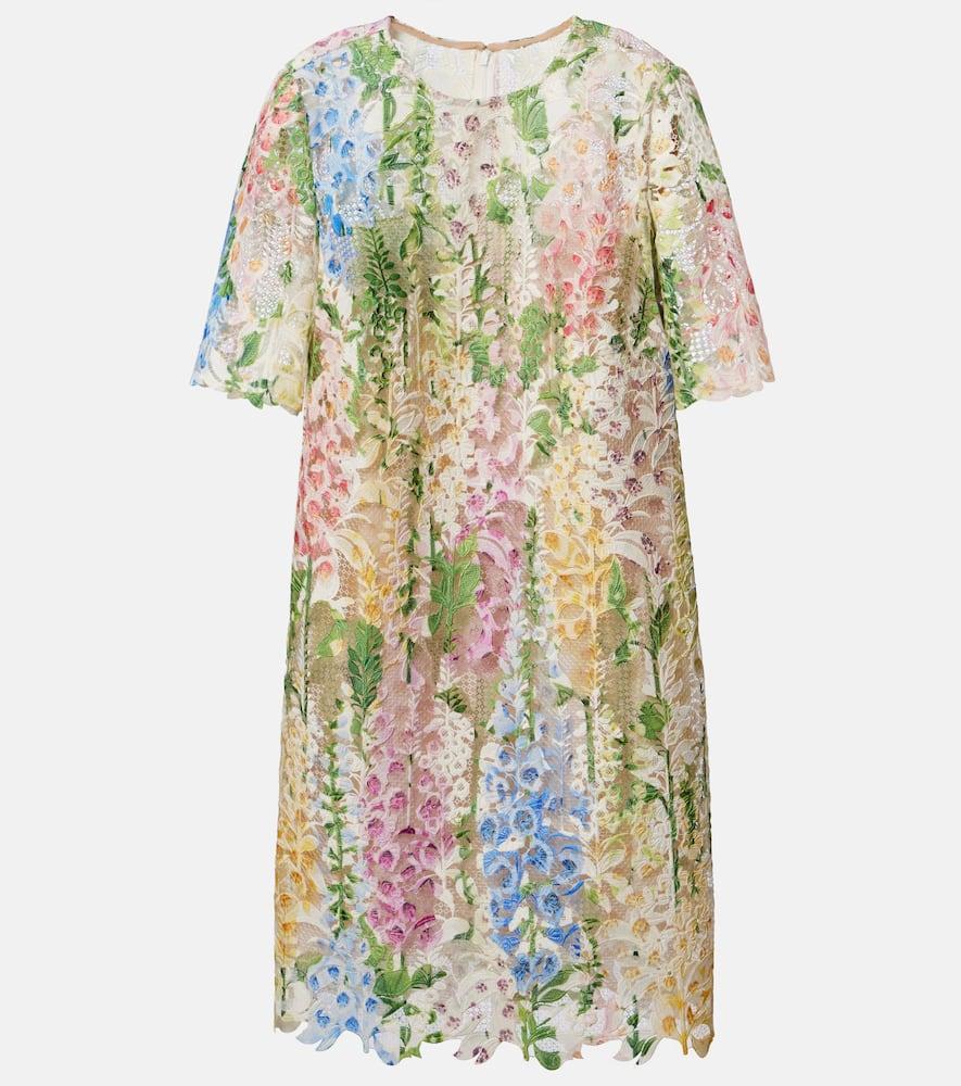 oscar de la renta floral lace minidress