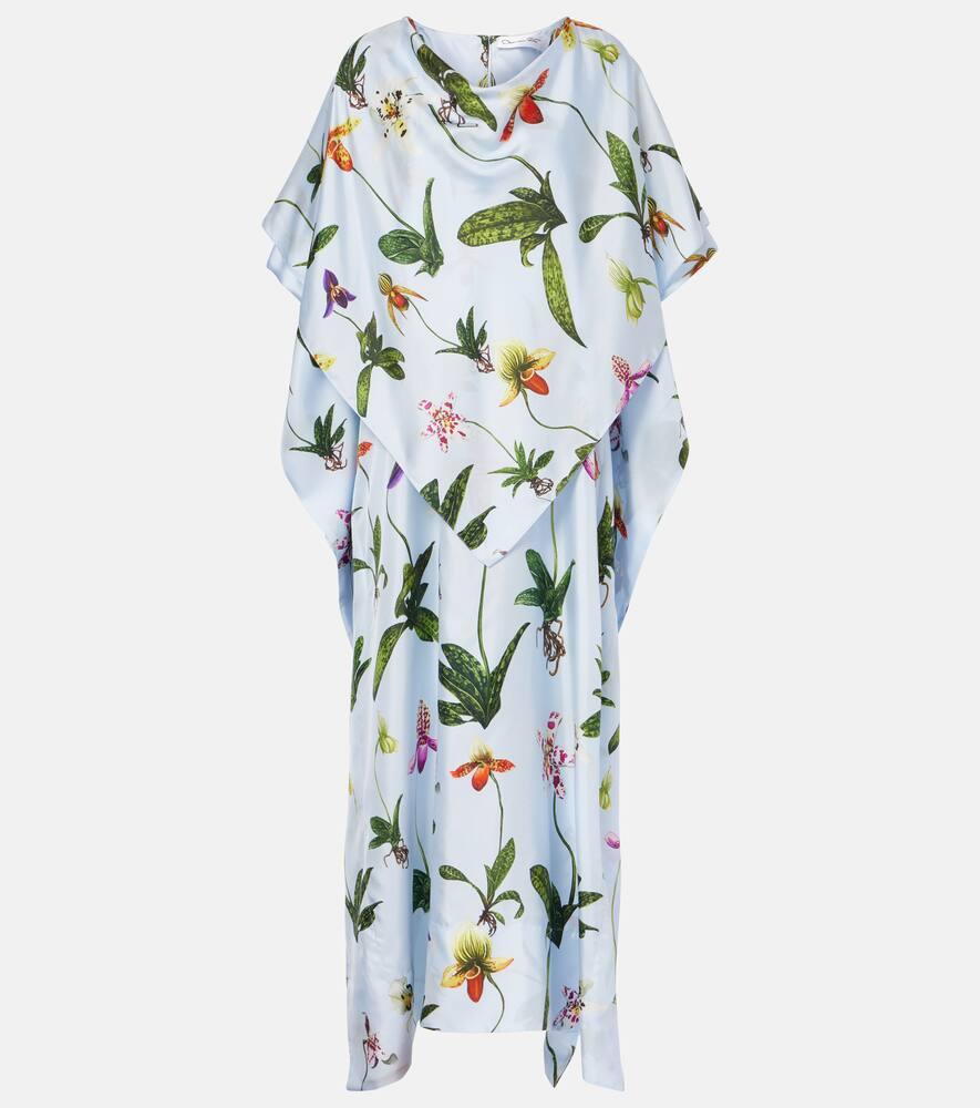 oscar de la renta floral silk twill kaftan