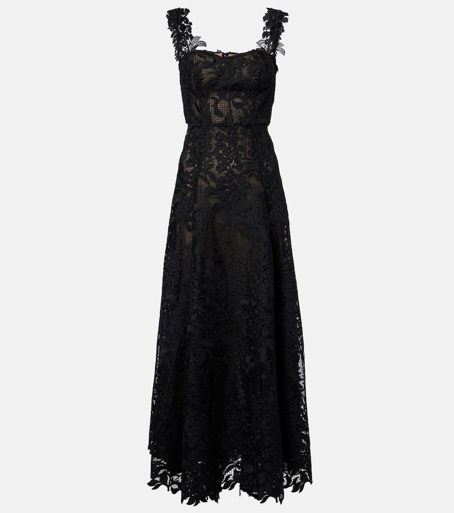 oscar de la renta guipure lace bustier gown