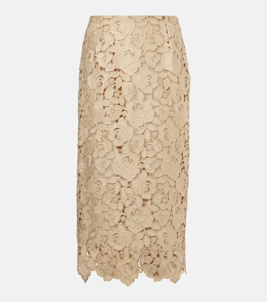 oscar de la renta guipure lace pencil skirt