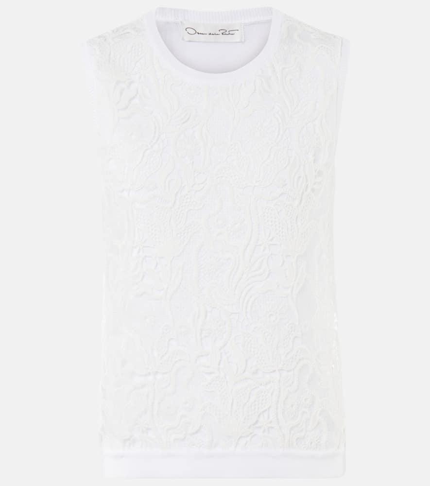 oscar de la renta guipure lace top