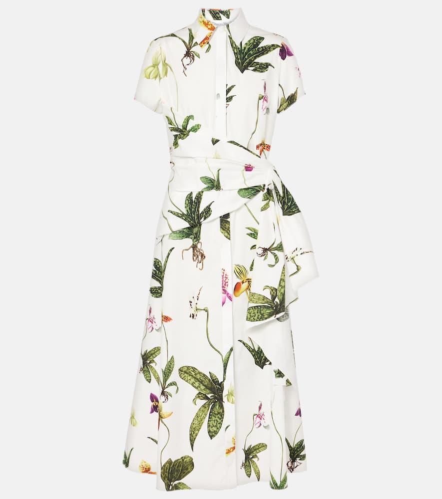 oscar de la renta orchid gathered poplin midi dress