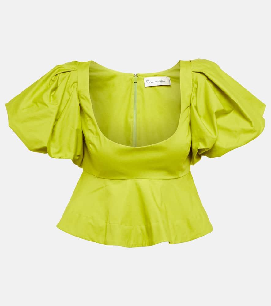 oscar de la renta peplum cotton crop top