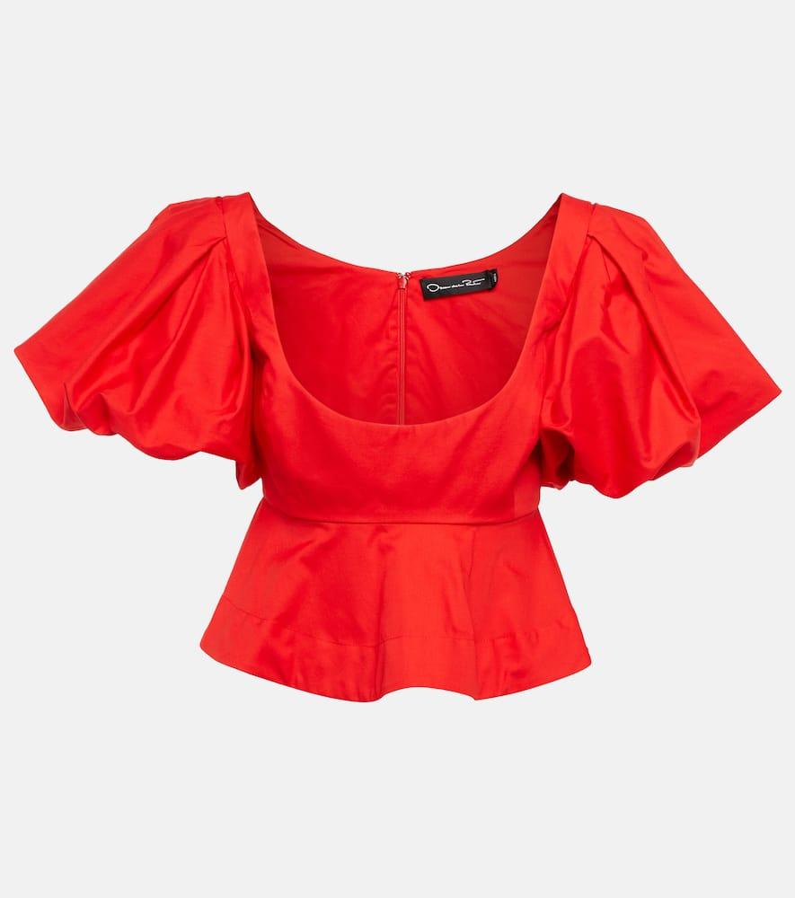 oscar de la renta peplum cotton crop top