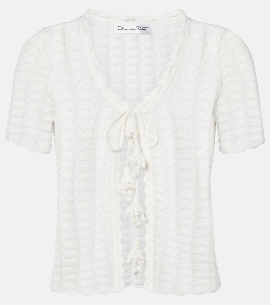 oscar de la renta pointelle cotton and silk cardigan