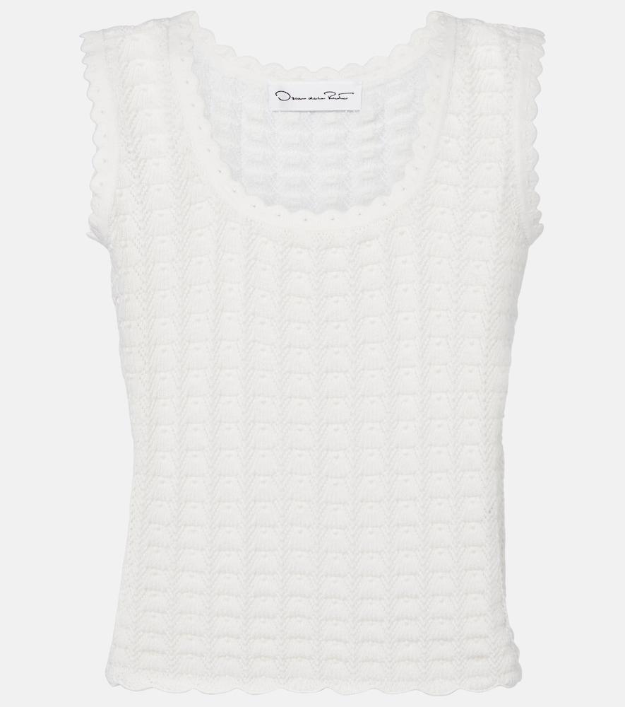 oscar de la renta pointelle cotton and silk tank top