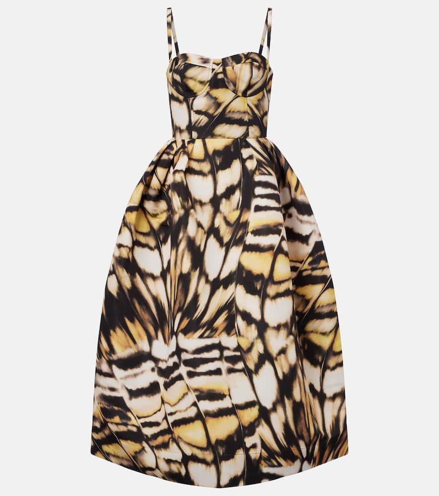 oscar de la renta printed faille cocktail dress