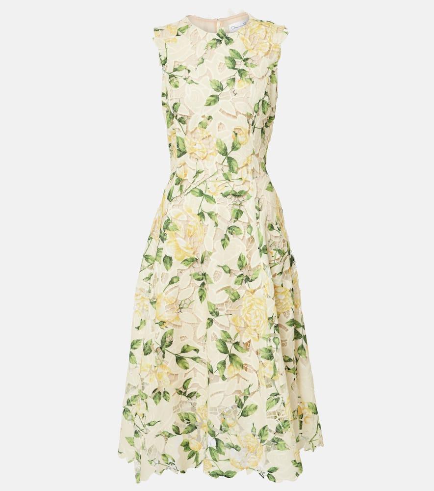 oscar de la renta printed midi dress