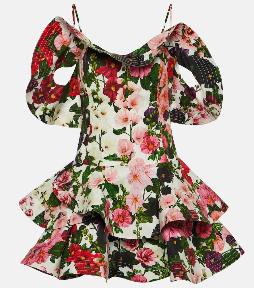 oscar de la renta ruffled floral cotton