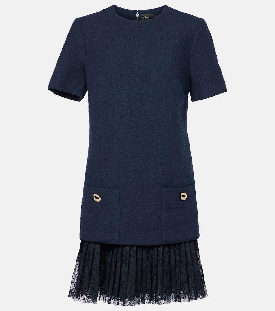 oscar de la renta tweed and lace minidress