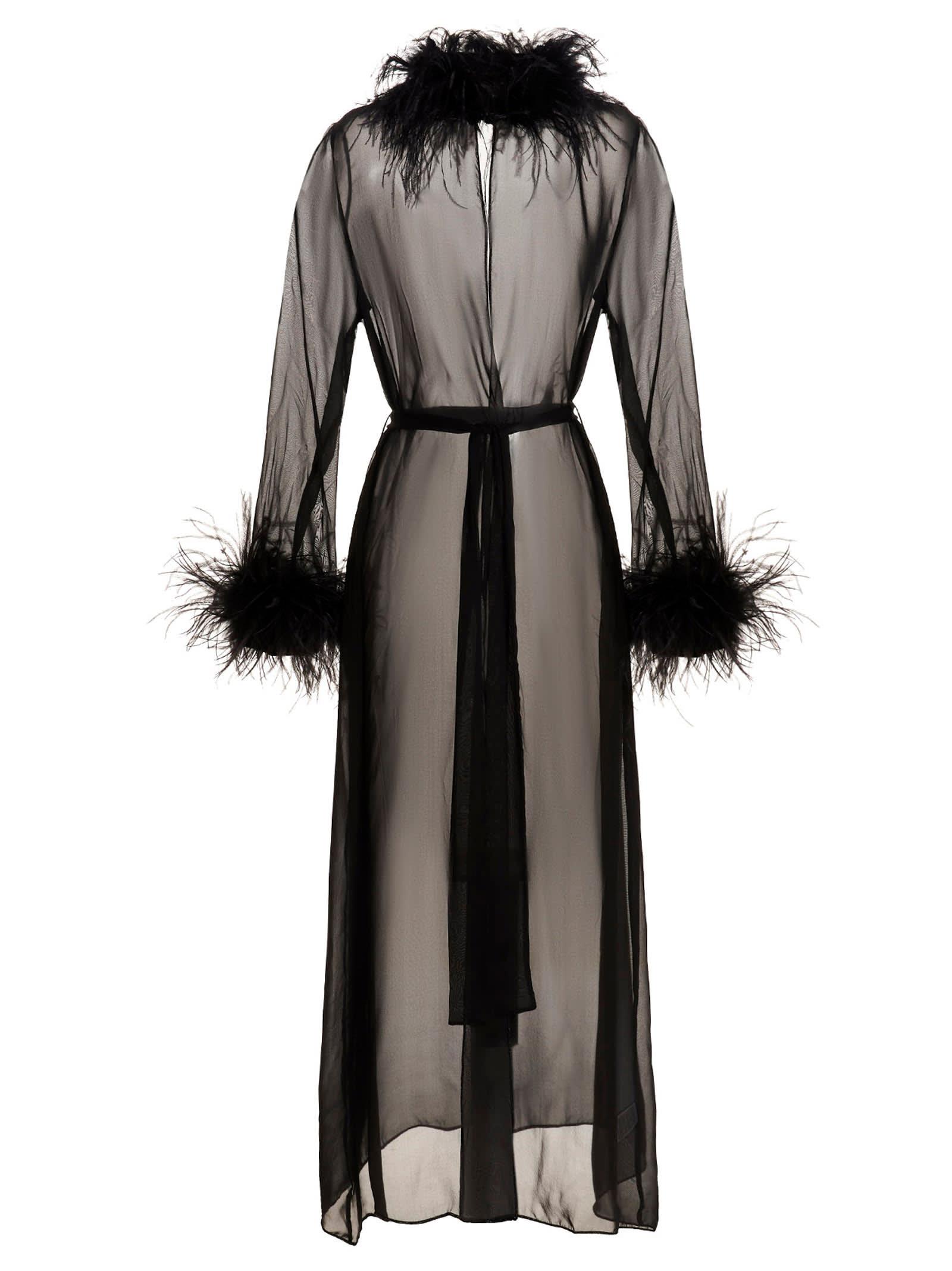 oseree feather silk dressing gown