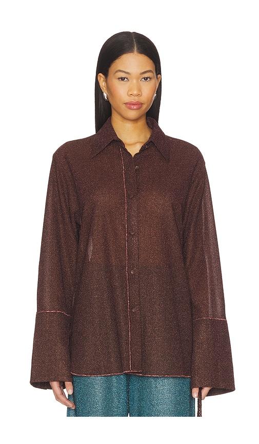 oseree lumiere sleeves shirt in brown.