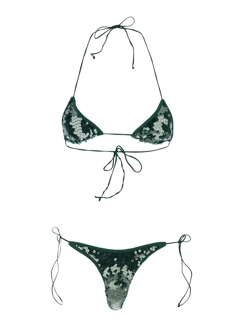 oseree marylin kini green bikini with triangle top and high-waisted bottom in tech fabric for women