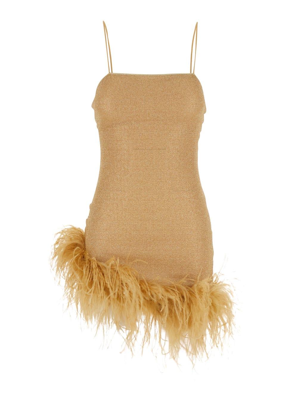 oseree mini dress lumiere shade plumage with gold details in tech fabric women
