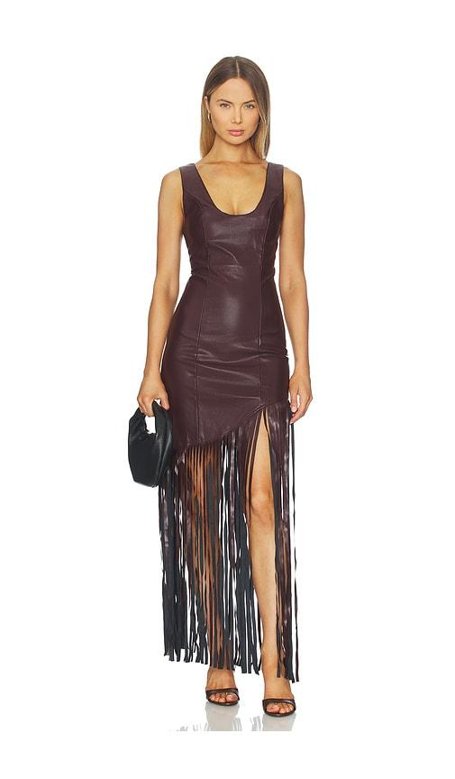 osis studio adria dress in burgundy.