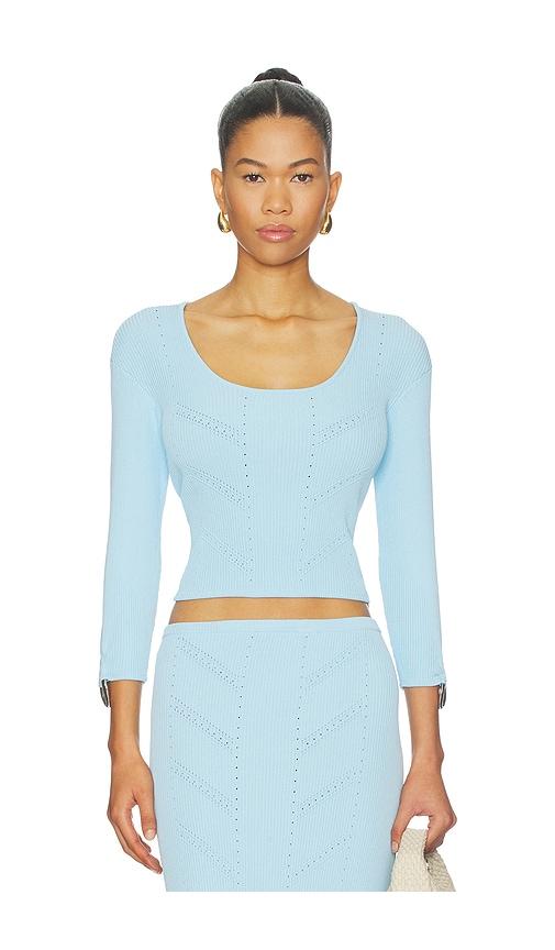 osis studio blake top in baby blue.