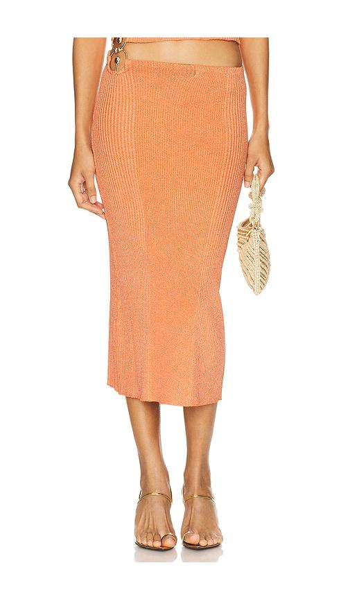 osis studio lux skirt in orange.