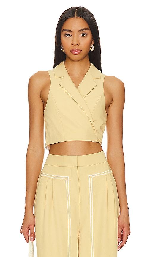 osis studio rachel vest in beige.