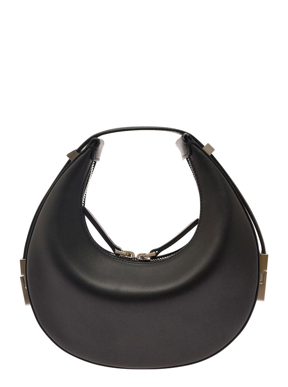 osoi mini toni black handbag with engraved logo in leather woman