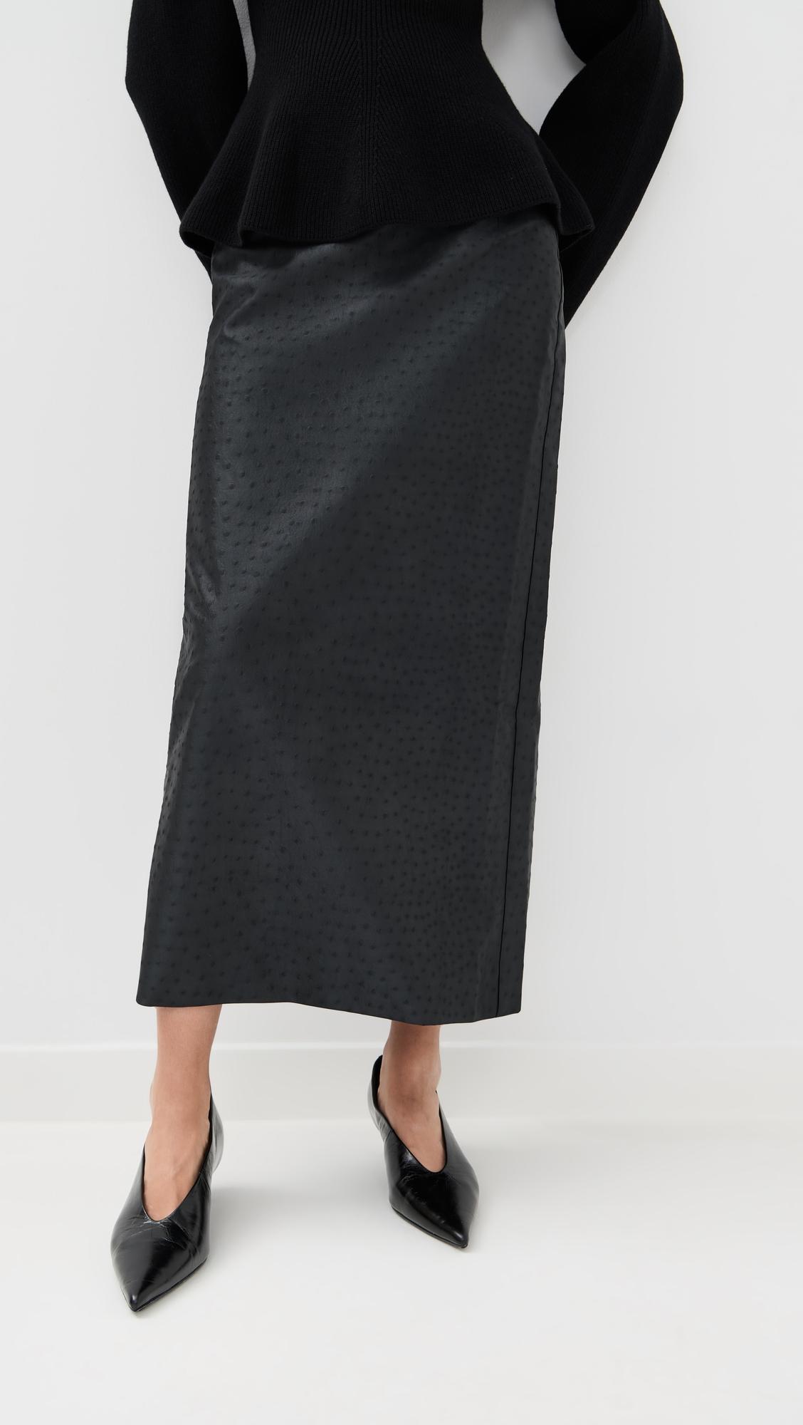ostrich satin column skirt