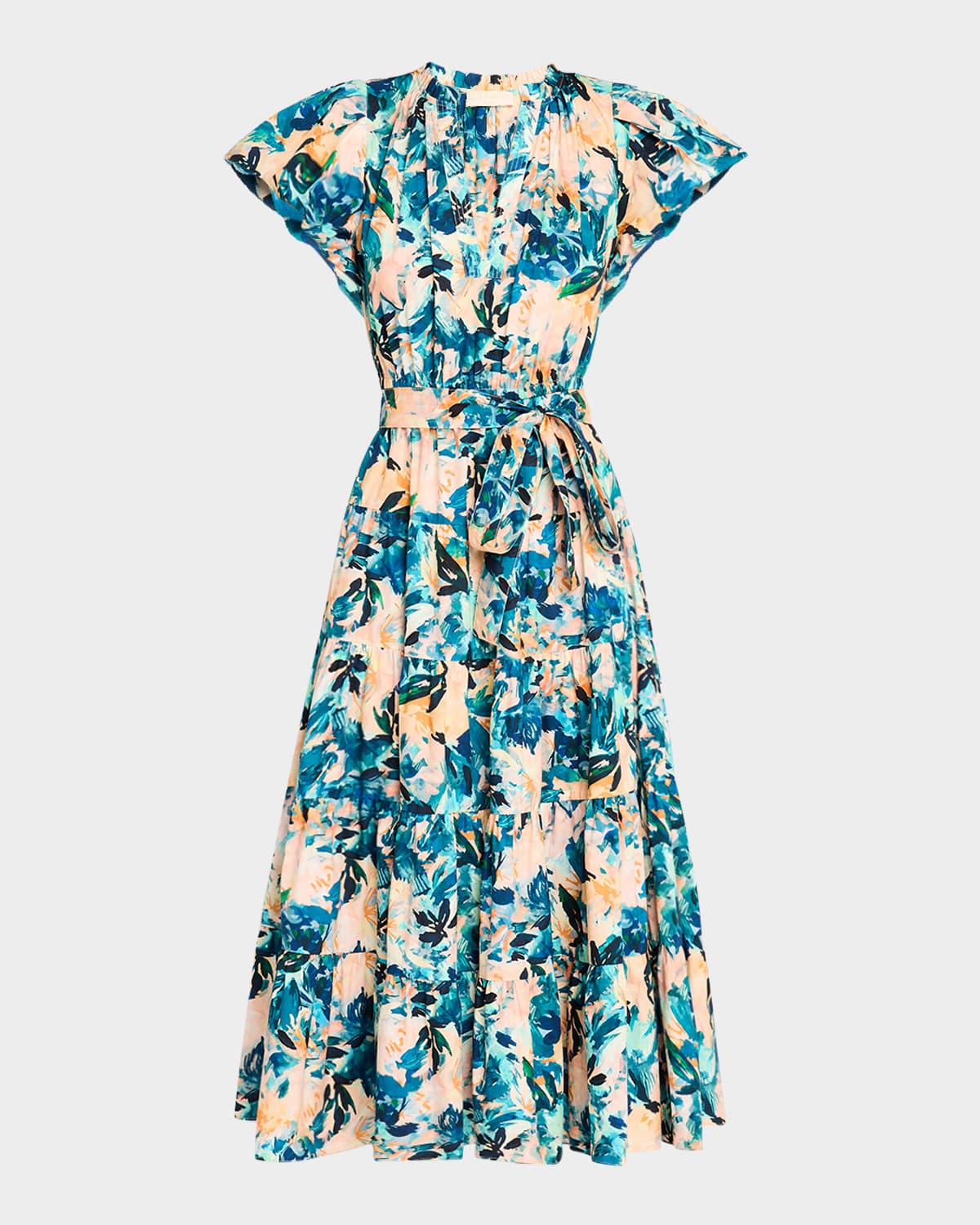 ottilie floral tiered midi dress