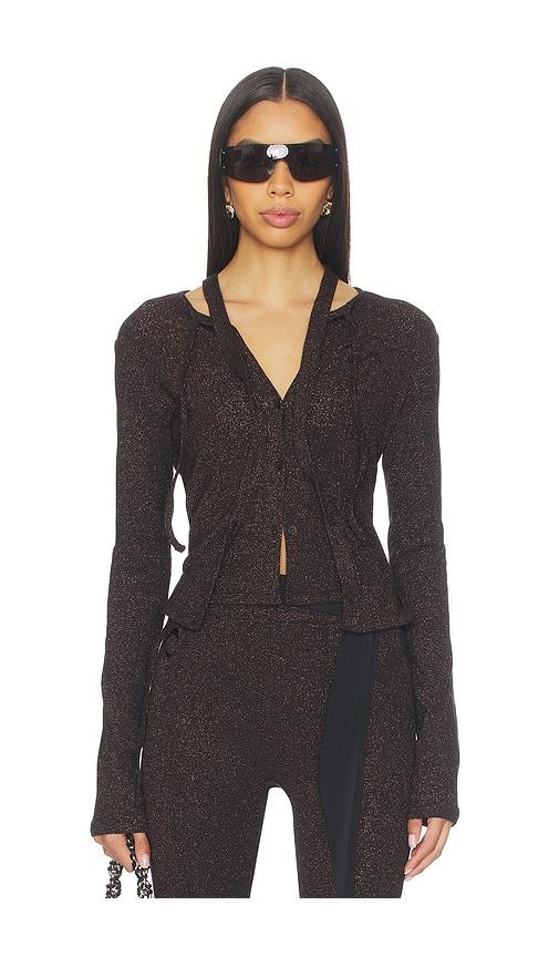 ottolinger double closure rib cardigan in black.
