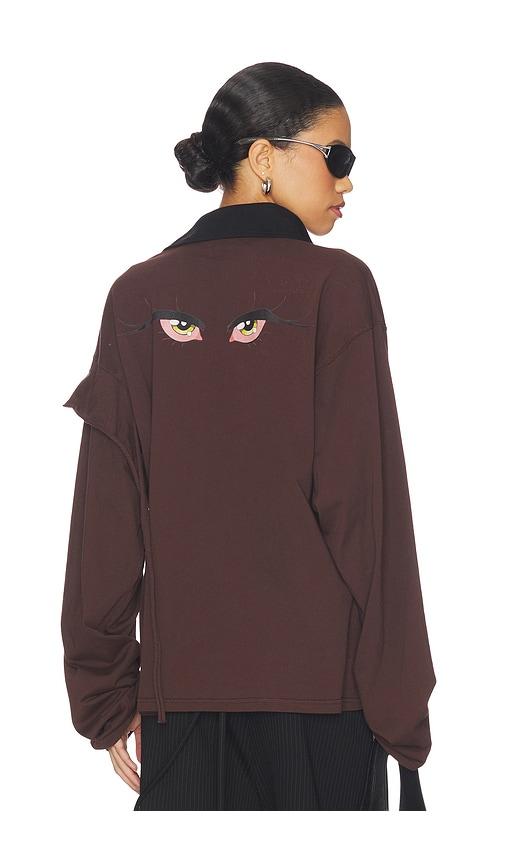 ottolinger polo long sleeve top in brown.