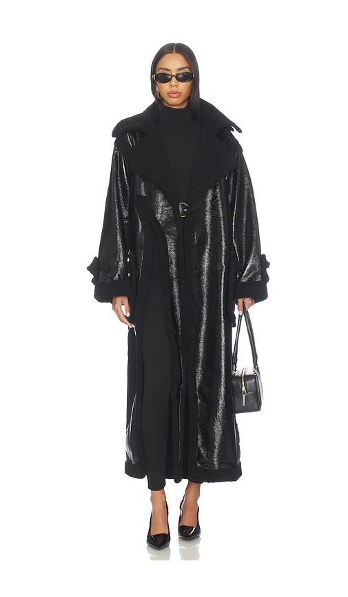 ottolinger shearling oversized split coat in black.