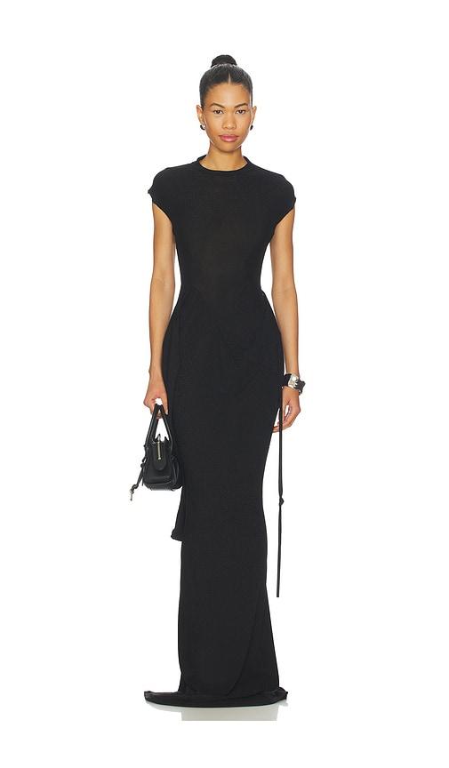 ottolinger sleevy lurex maxi dress in black.