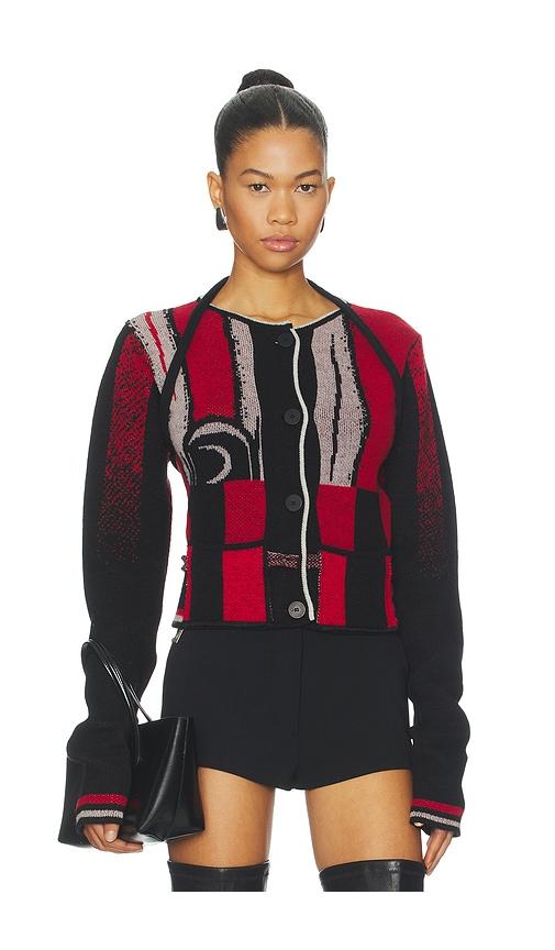 ottolinger sporty knit cardigan in sporty red in red.