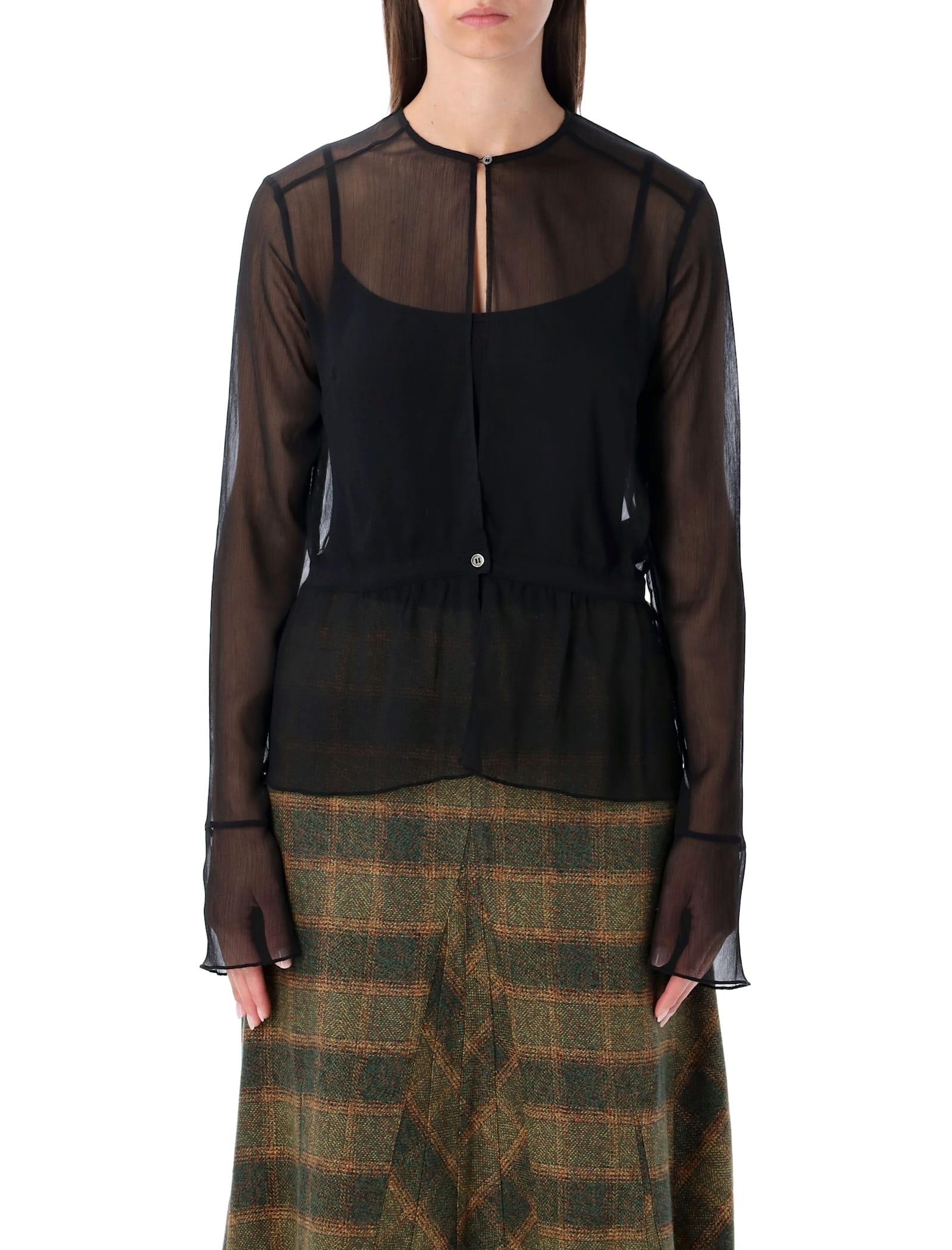 our legacy black sheer crinkle waist blouse