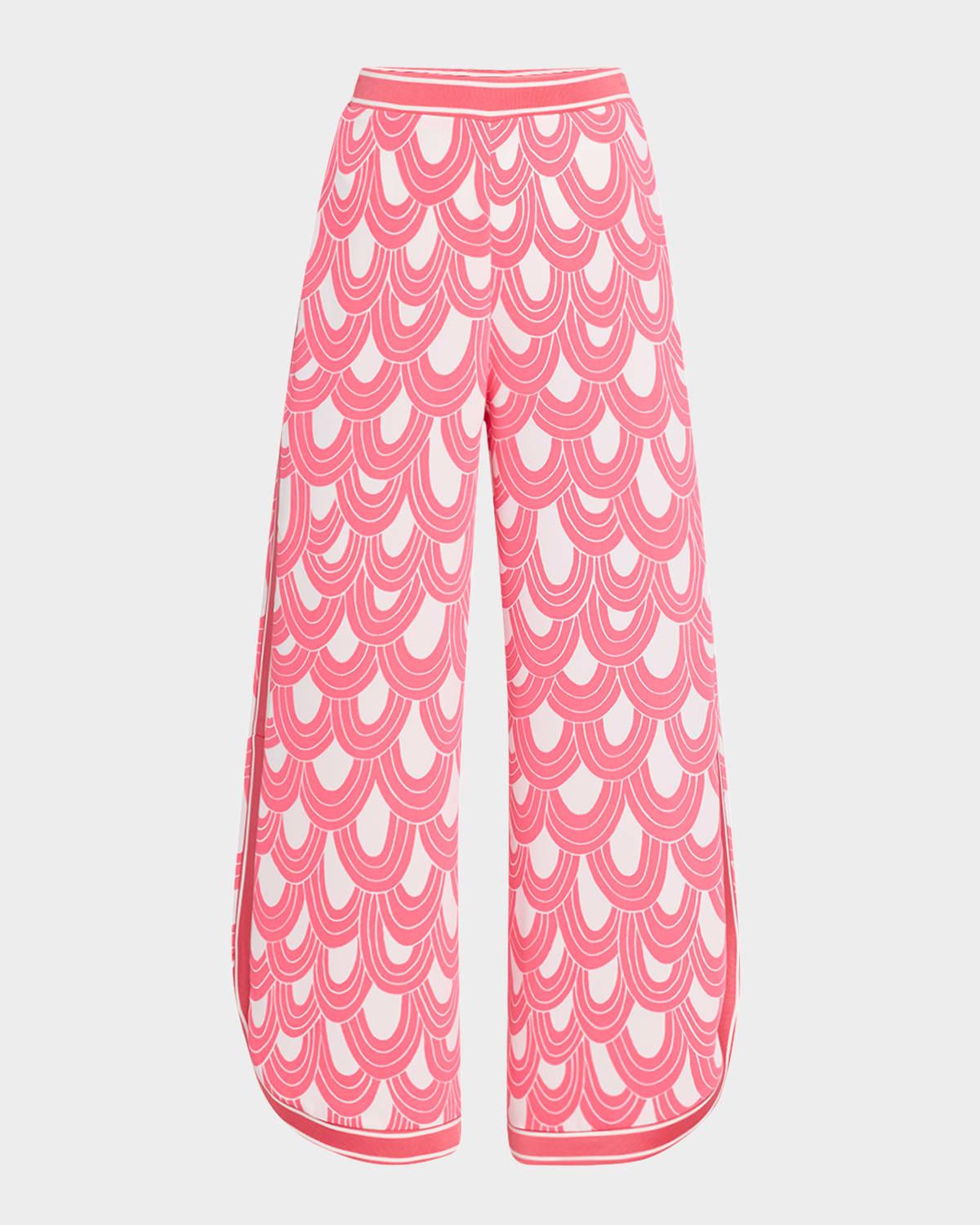 overhead cropped scallop-print pants