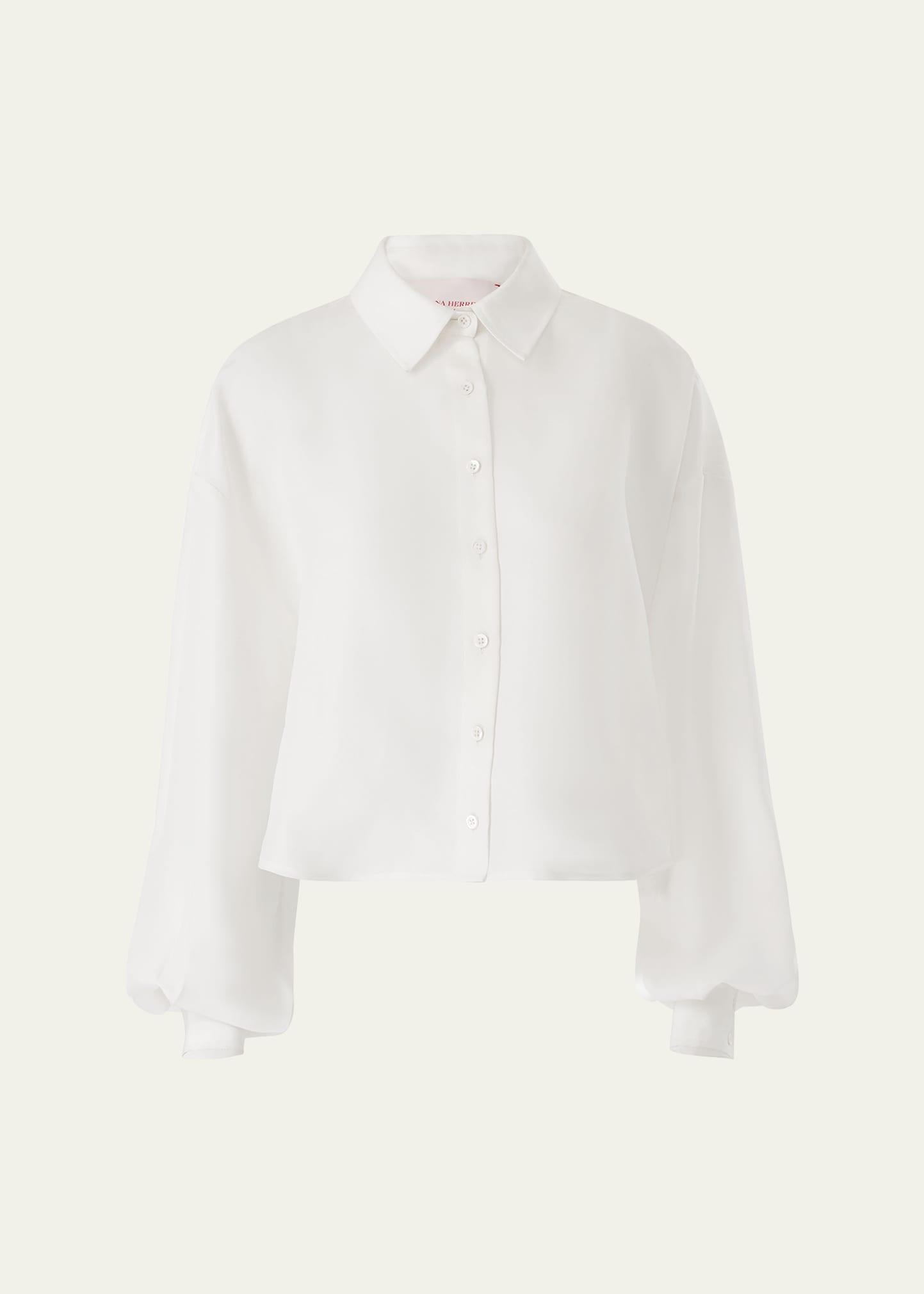 overized crop button down top