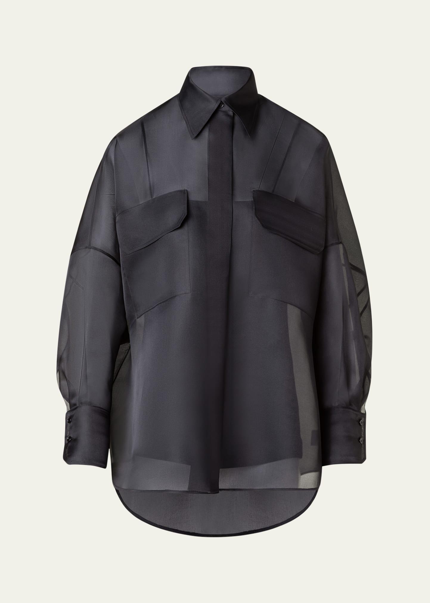 oversized button down silk organza blouse
