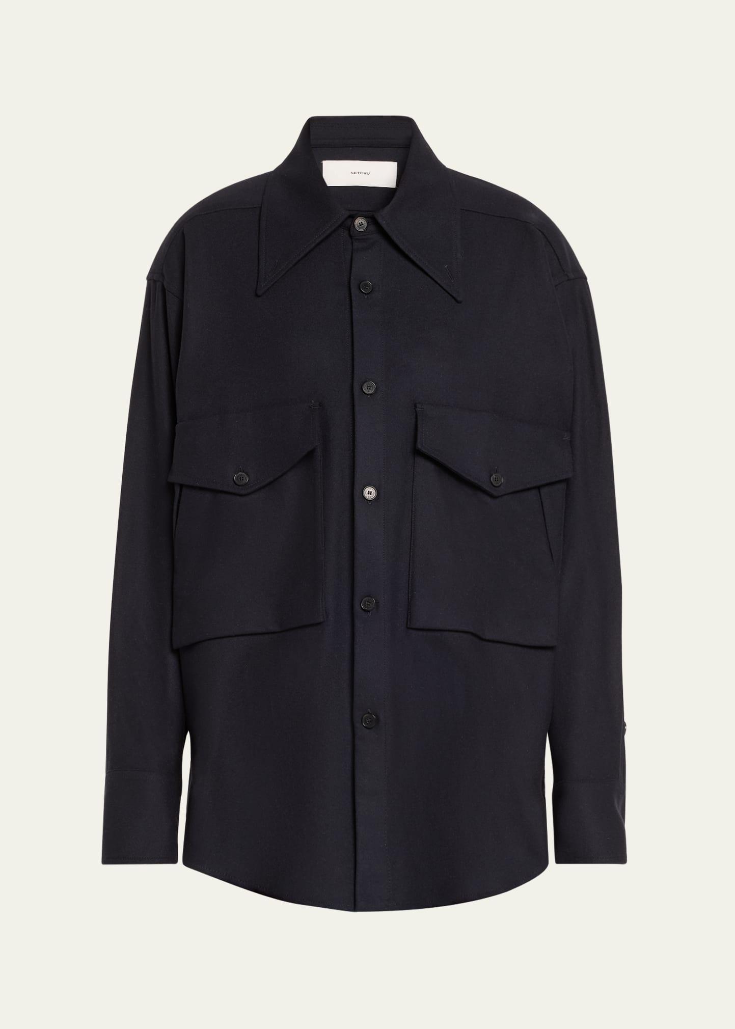oversized button down wool cashmere top