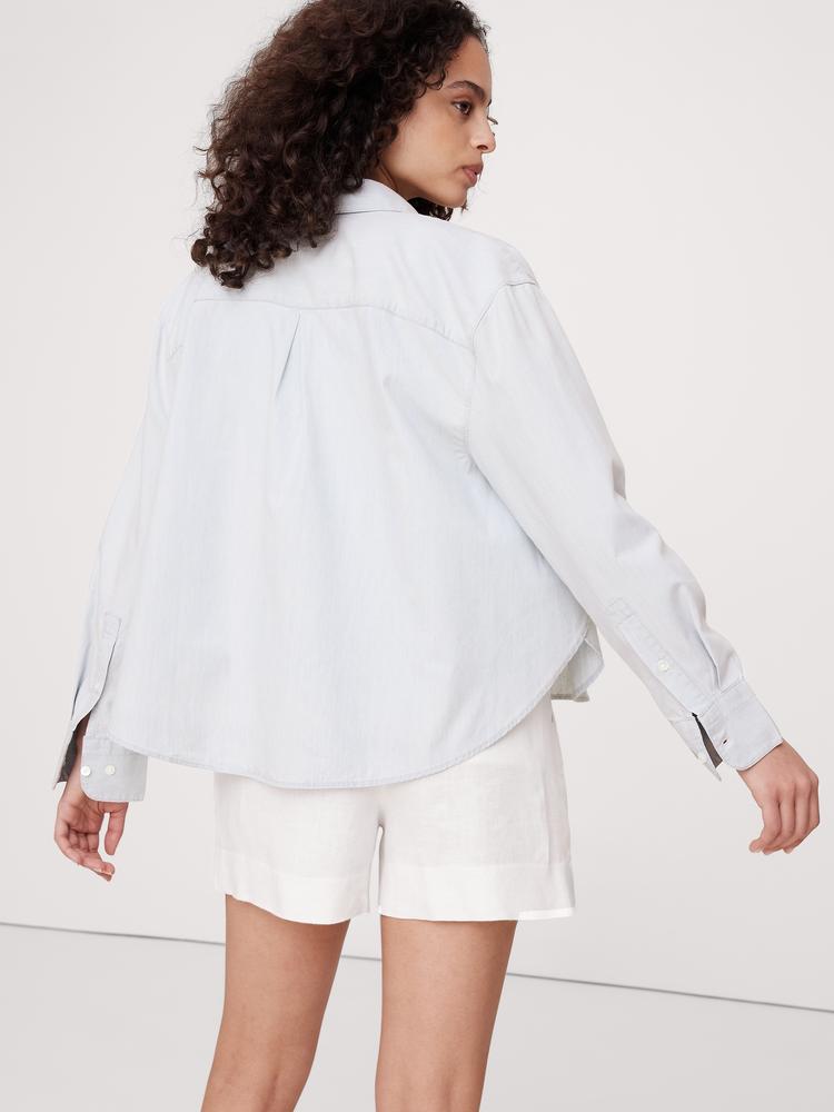 oversized chambray side-split shirt